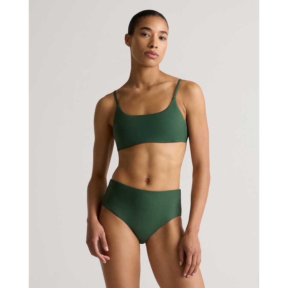 Quince Italian Scoop Neck Bikini Top Palm Green‎ NEW Womens Large